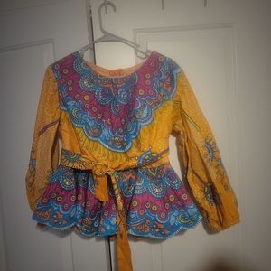 African Ankara print top with belt, Medium, and never worn it.